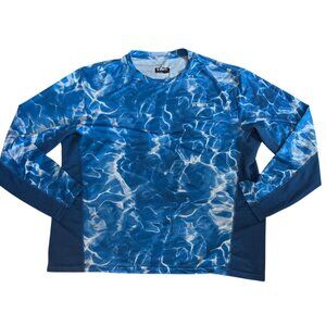 Habit Fishing Shirt Mens Blue Waves Long Sleeve Shirt XL Polyester Spandex